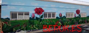 murales graffiti flores rosas paisaje